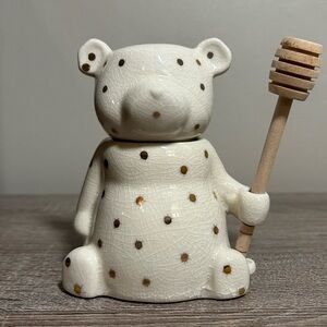 Anthropologie Honey Dottie Pot Ceramic Bear Jar